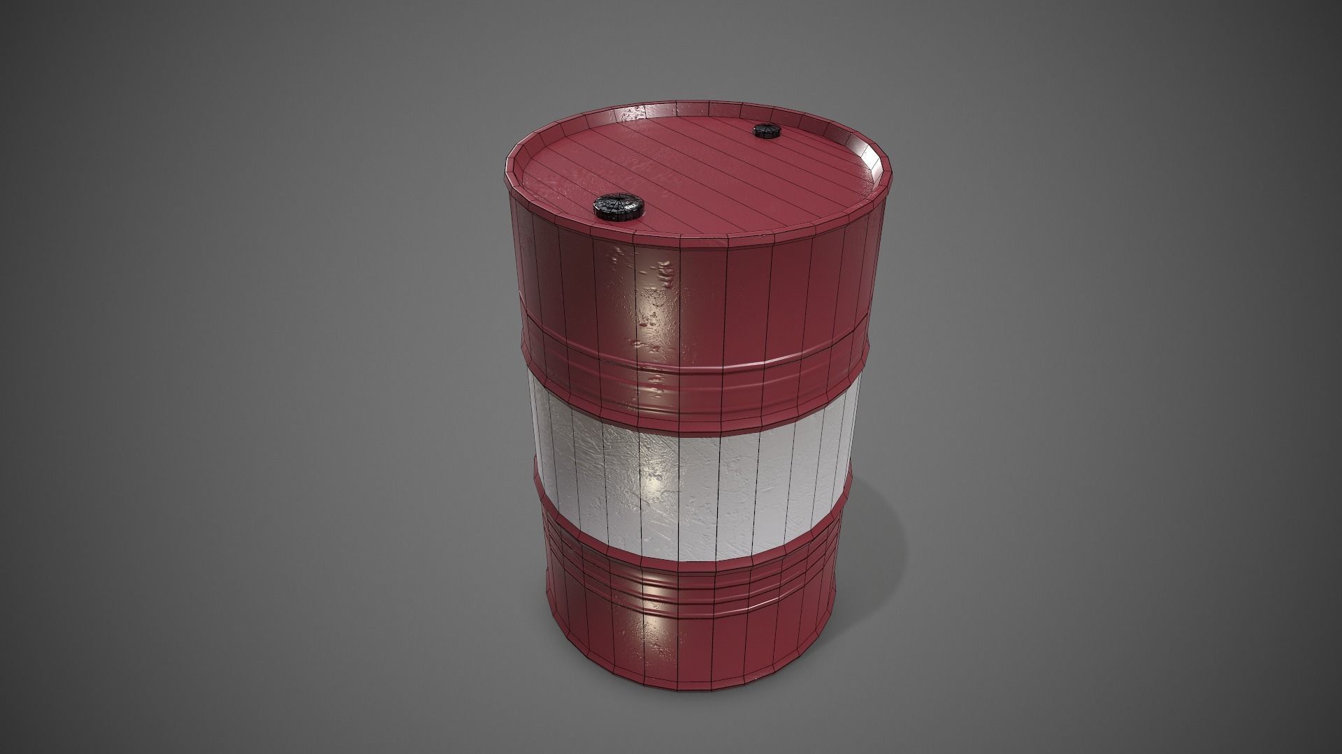 Low poly Oildrum PBR Game-ready barrel Low-poly 3D model_16