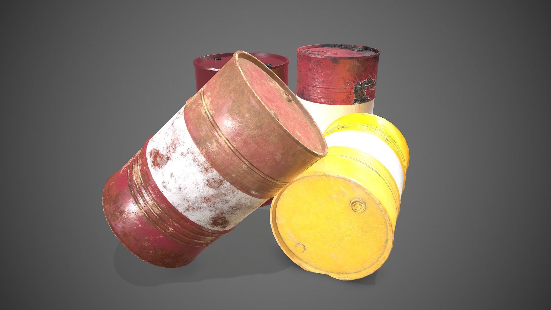 Low poly Oildrum PBR Game-ready barrel Low-poly 3D model_4