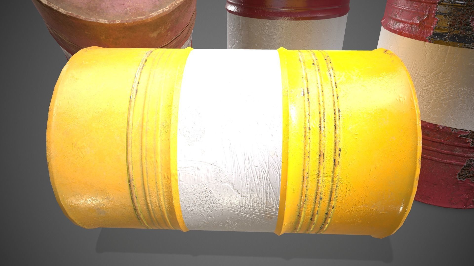 Low poly Oildrum PBR Game-ready barrel Low-poly 3D model_10