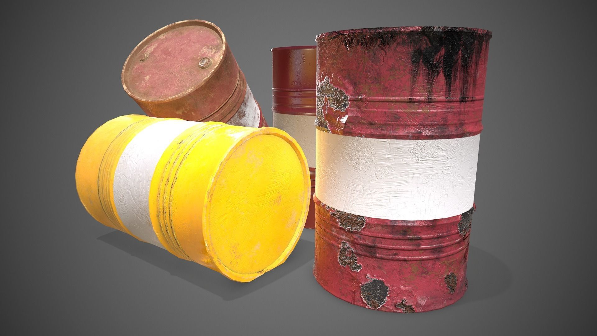 Low poly Oildrum PBR Game-ready barrel Low-poly 3D model_5