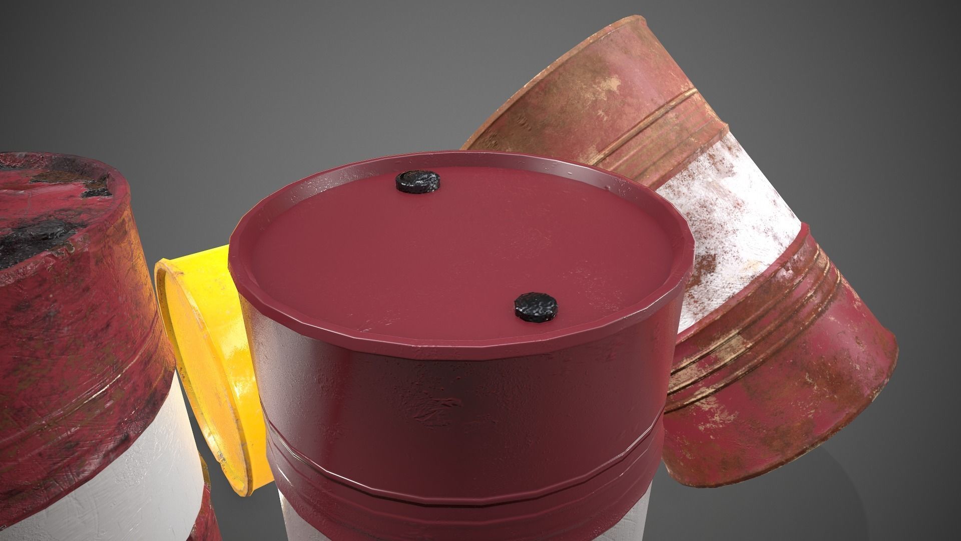 Low poly Oildrum PBR Game-ready barrel Low-poly 3D model_8