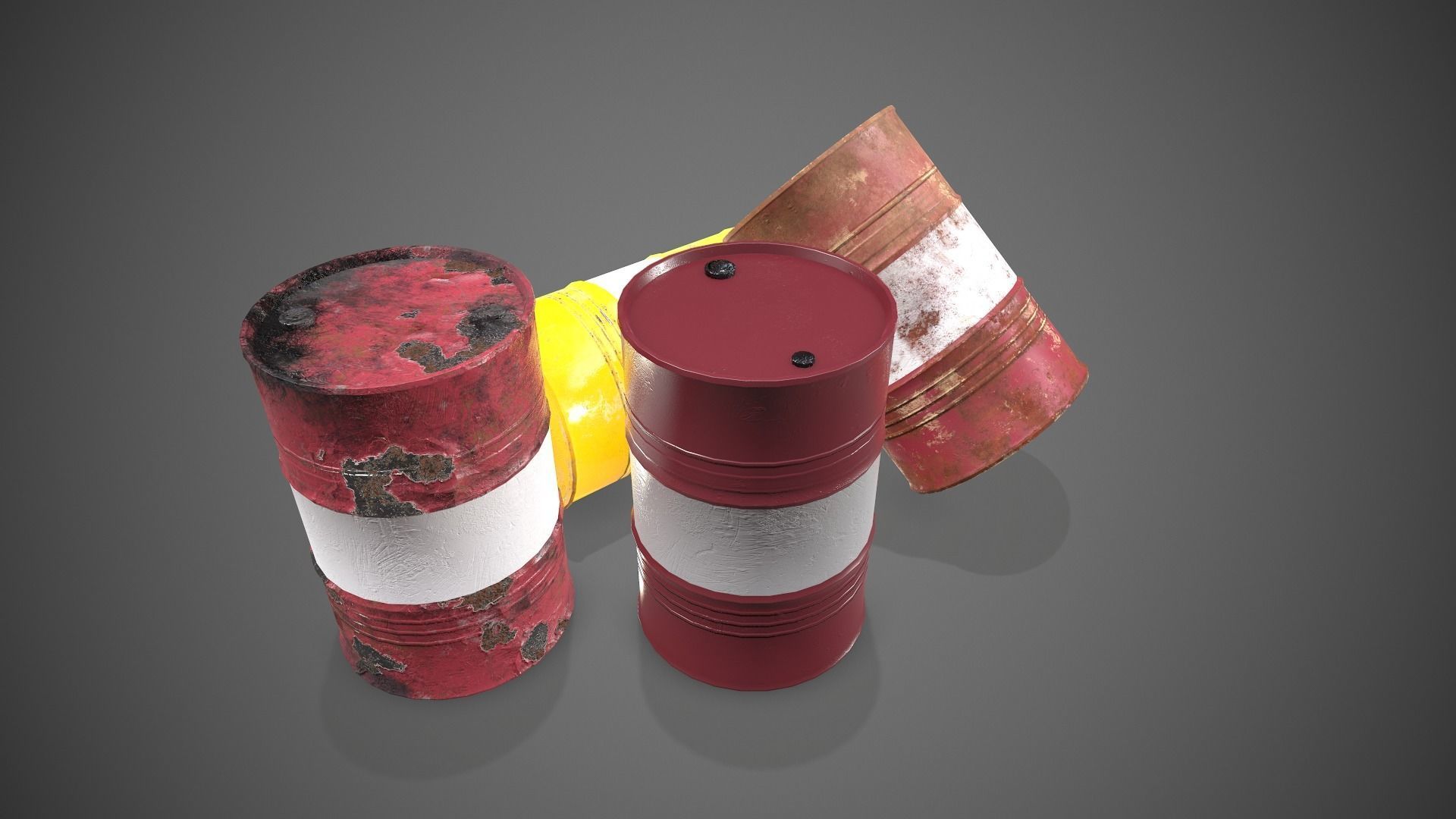 Low poly Oildrum PBR Game-ready barrel Low-poly 3D model_1