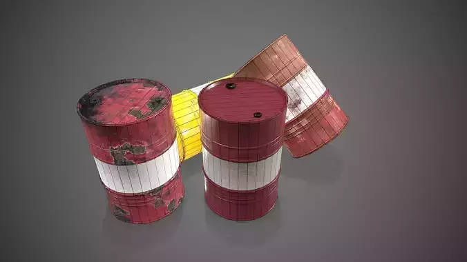 Low poly Oildrum PBR Game-ready barrel Low-poly 3D model