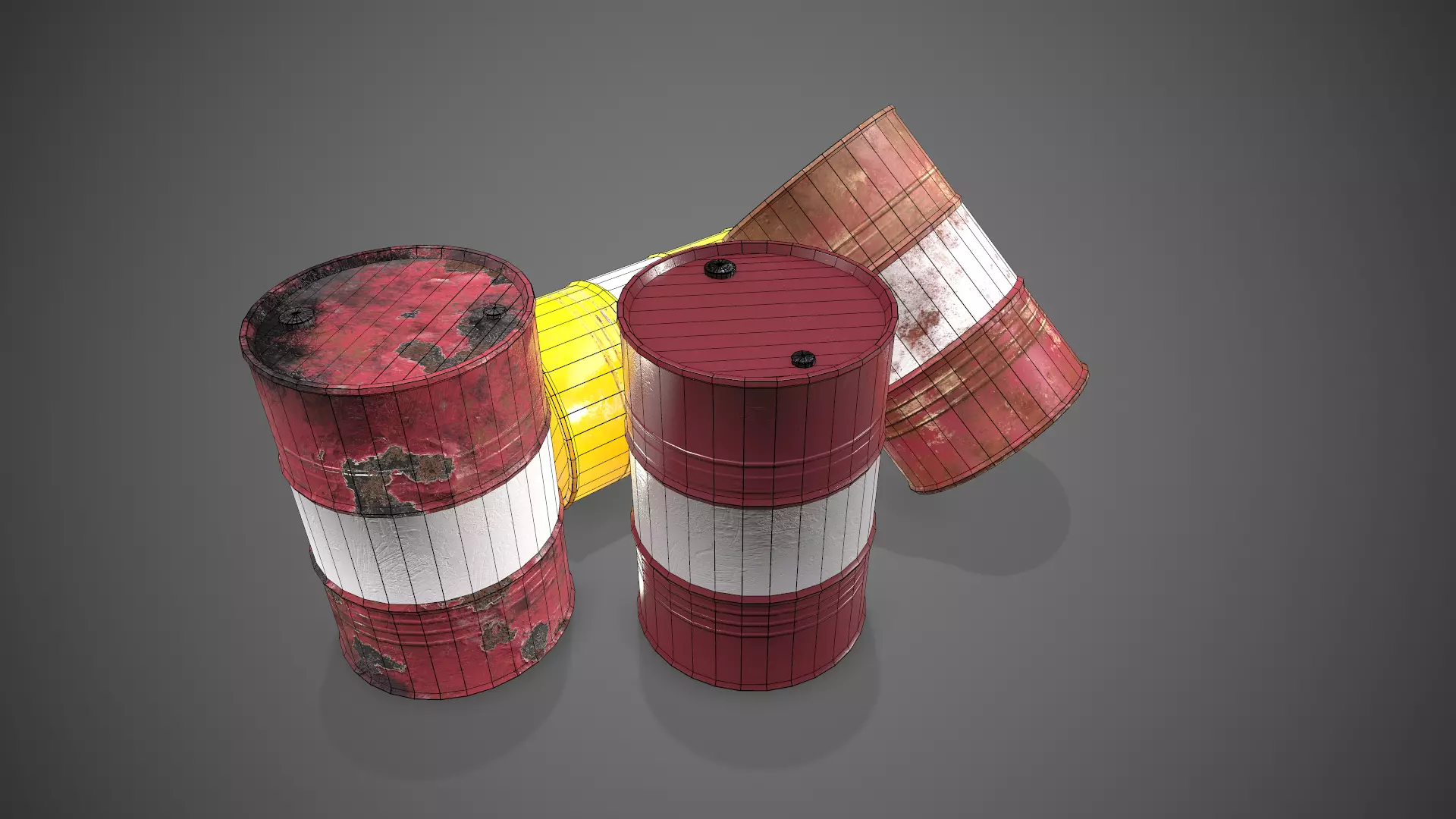 Low poly Oildrum PBR Game-ready barrel Low-poly 3D model_0
