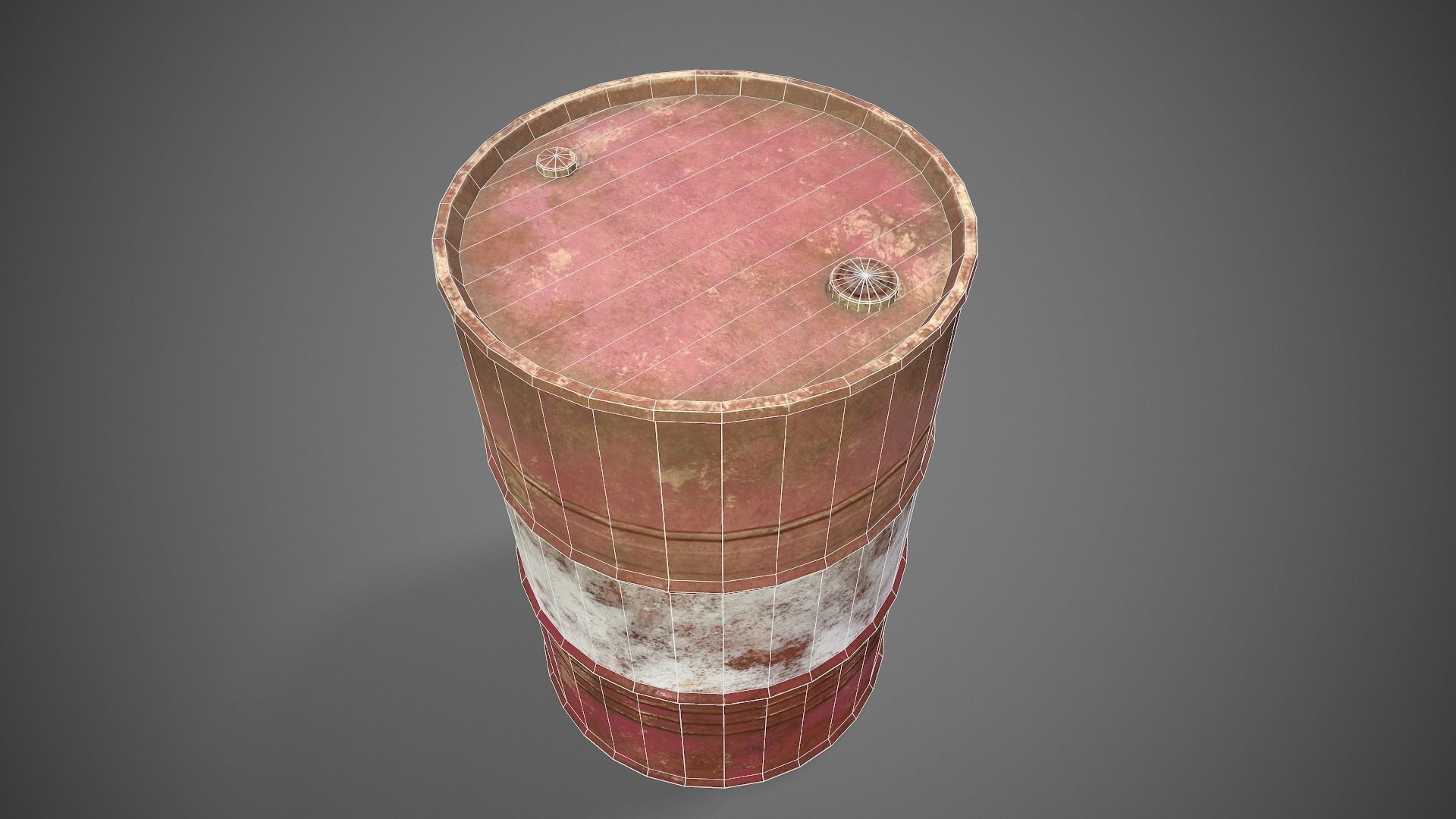 Low poly Oildrum PBR Game-ready barrel Low-poly 3D model_38