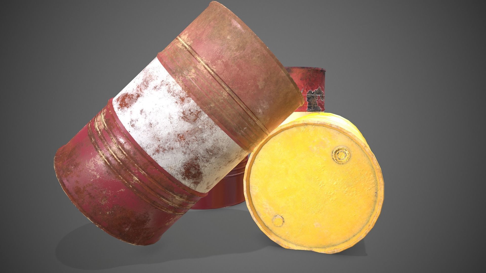 Low poly Oildrum PBR Game-ready barrel Low-poly 3D model_6