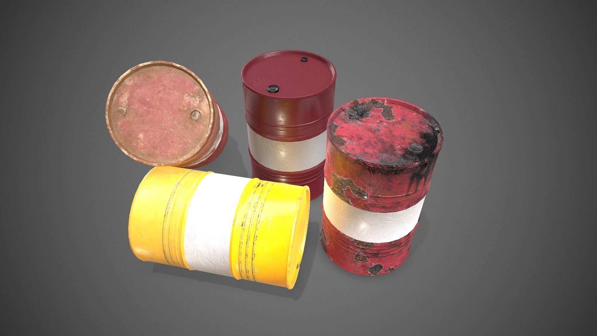 Low poly Oildrum PBR Game-ready barrel Low-poly 3D model_3