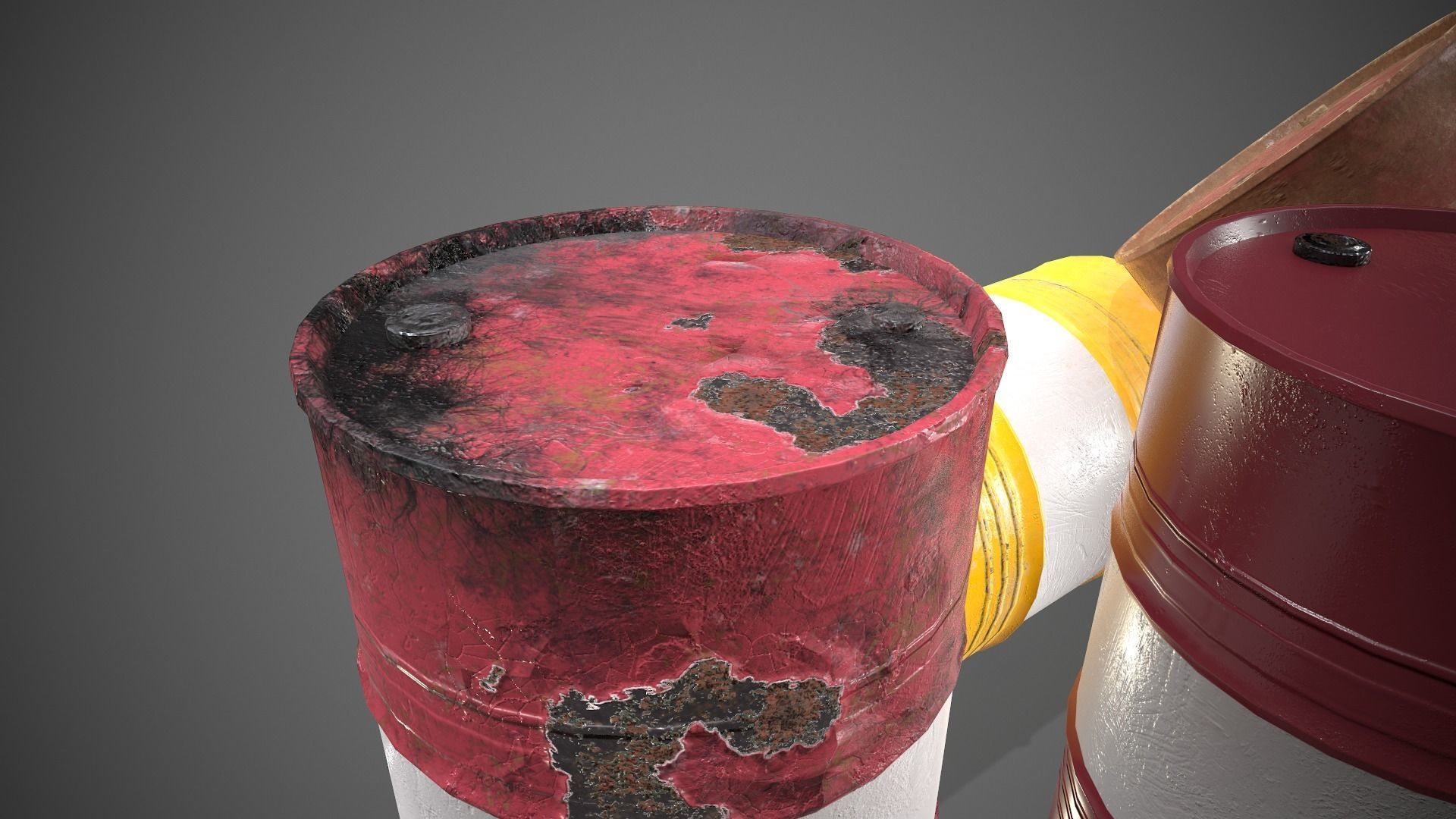 Low poly Oildrum PBR Game-ready barrel Low-poly 3D model_9
