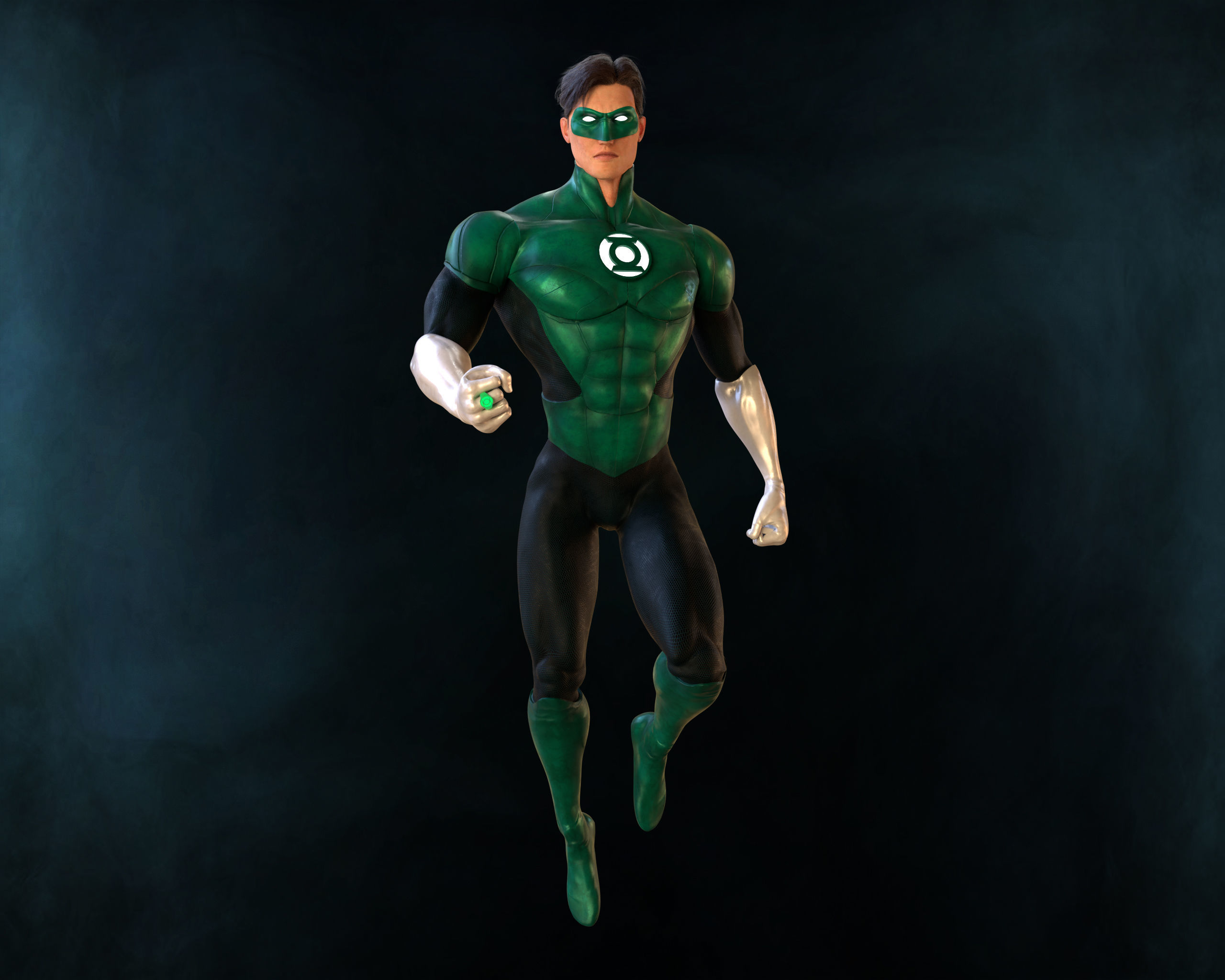 Green Lantern - Hal Jordan Low-poly 3D model_1