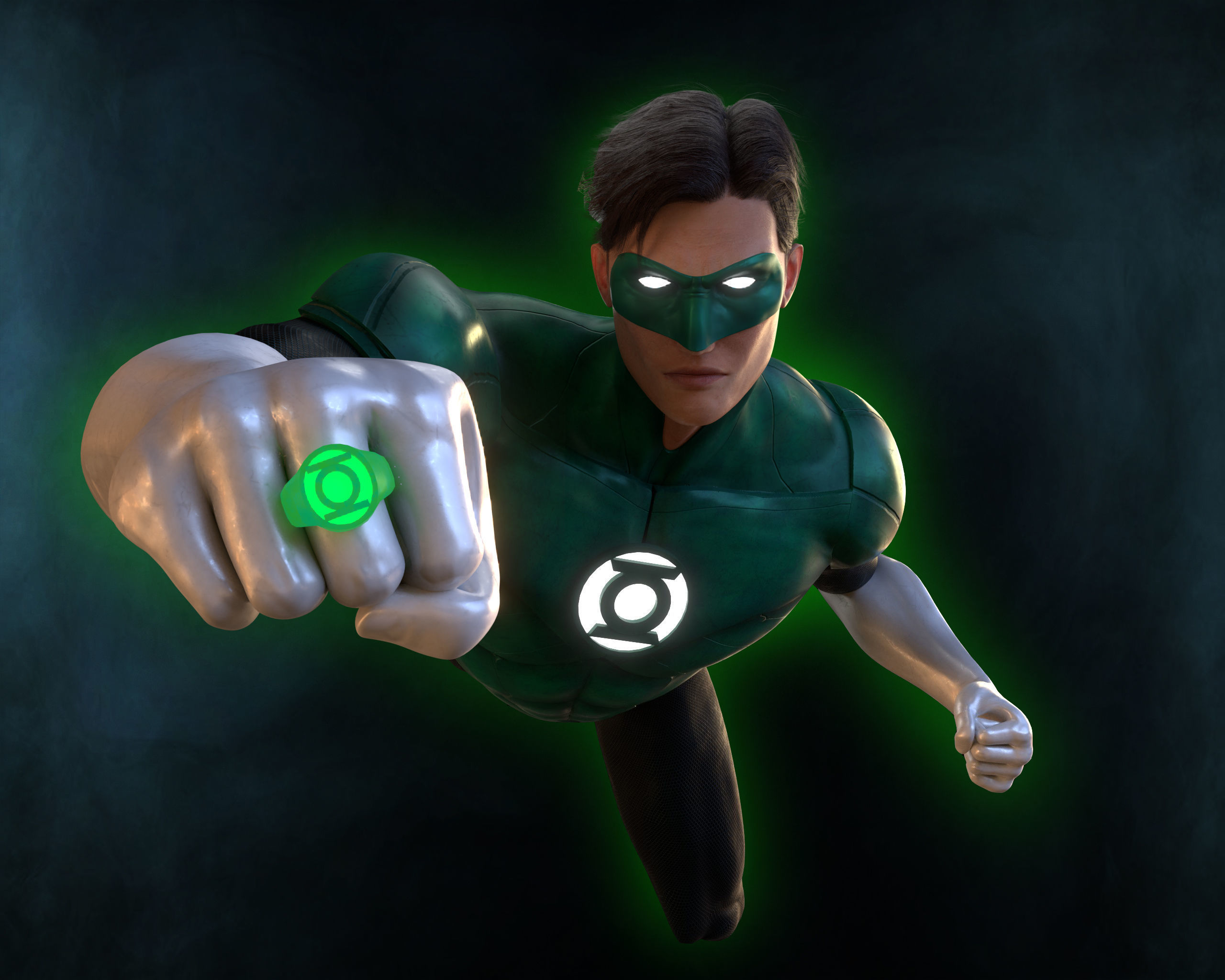 Green Lantern - Hal Jordan Low-poly 3D model_3