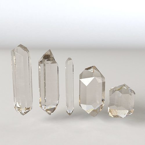 Crystal 5 types Low-poly 3D model