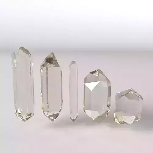 Crystal 5 types Low-poly 3D model