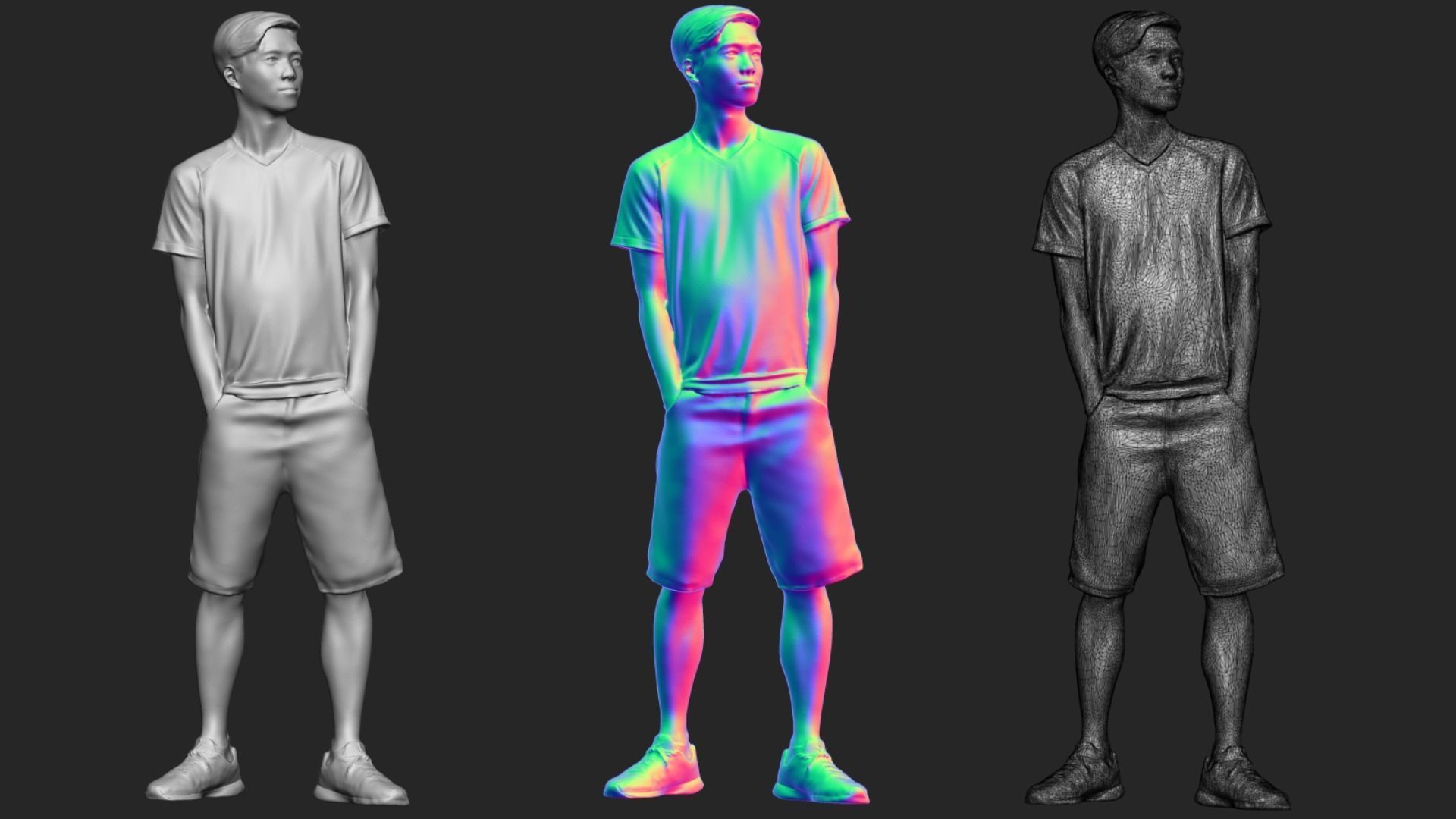 A Young Man Posing with Hands in Pockets 3D model_6