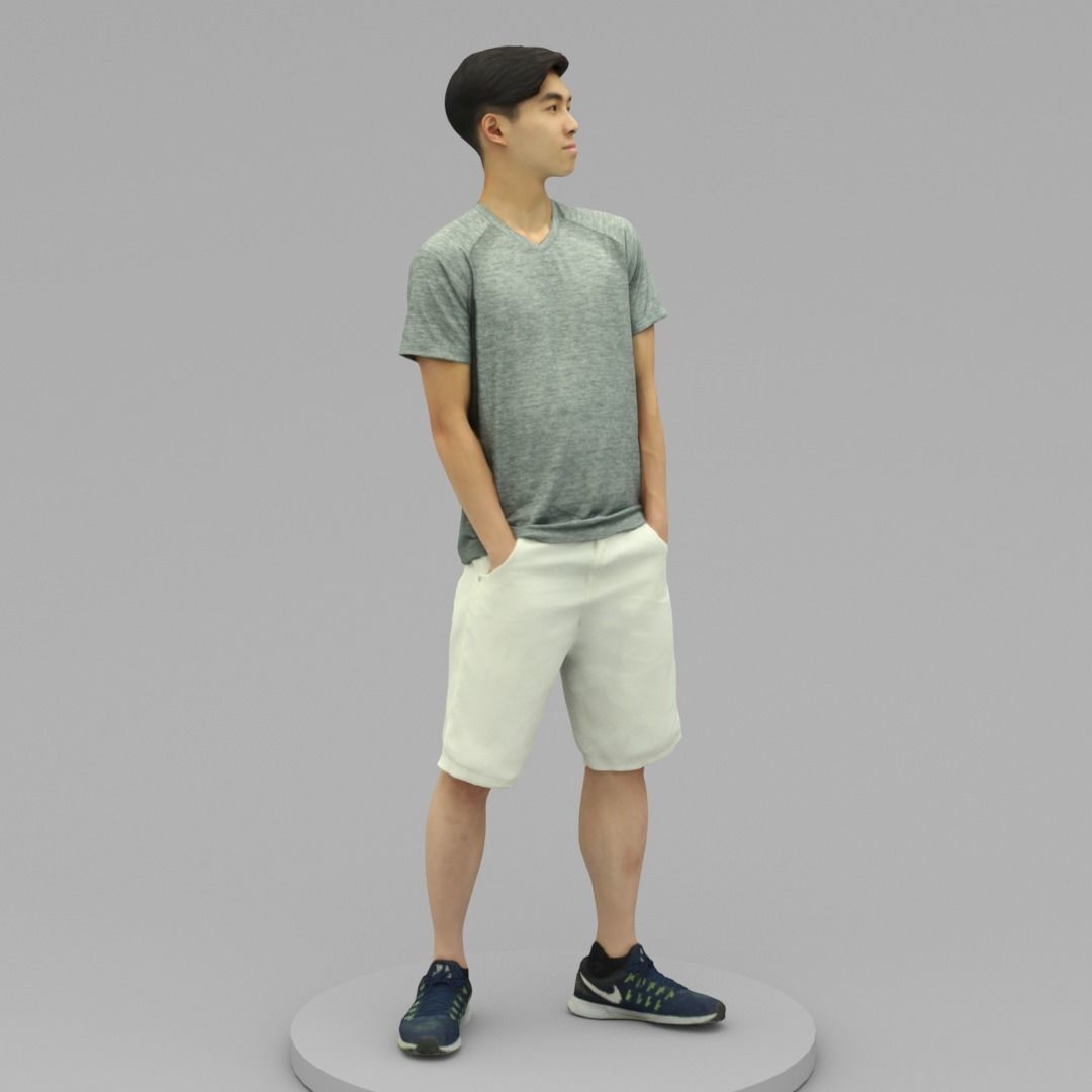 A Young Man Posing with Hands in Pockets 3D model_2