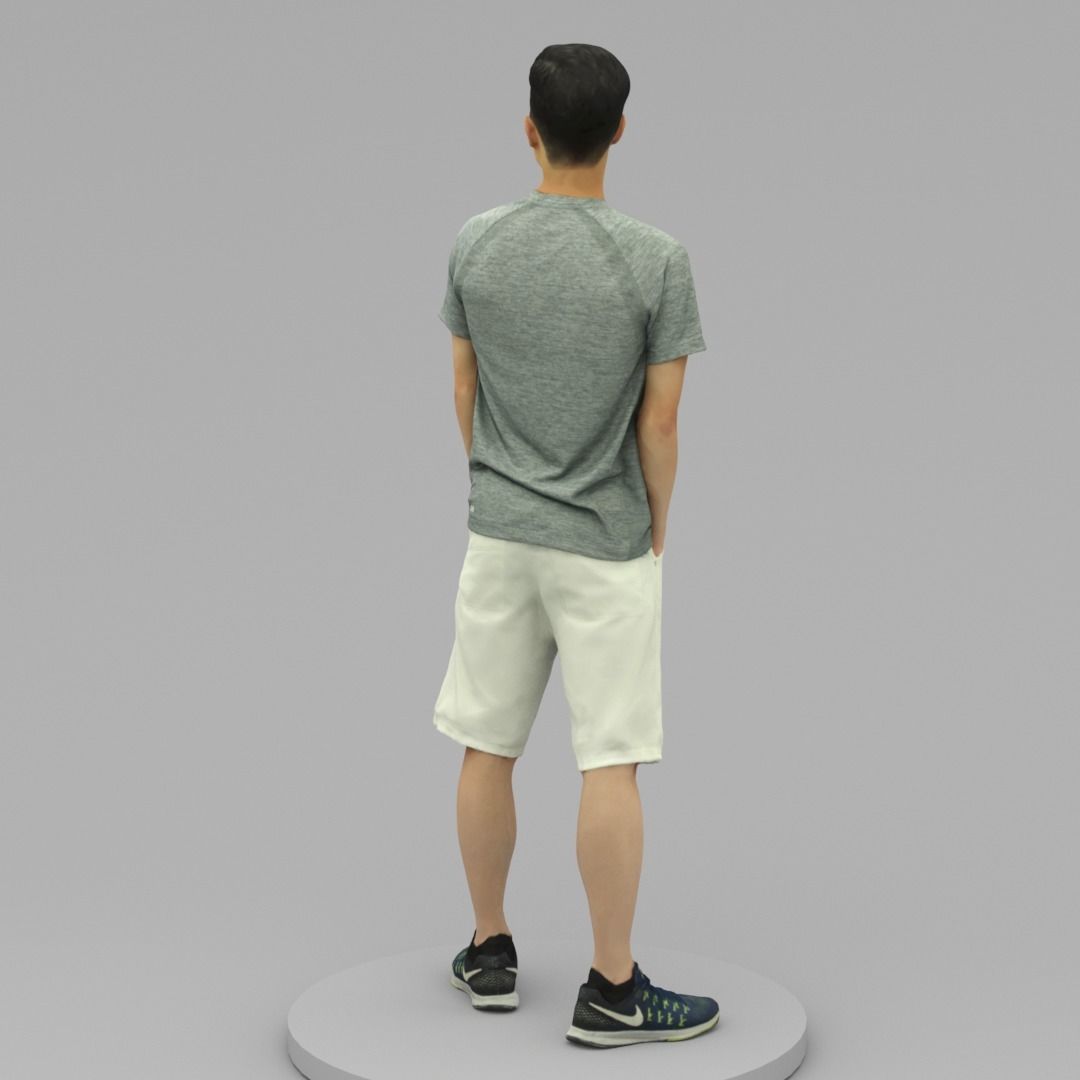A Young Man Posing with Hands in Pockets 3D model_3