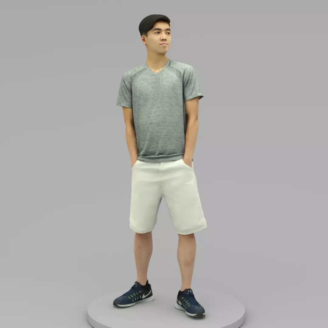 A Young Man Posing with Hands in Pockets 3D model_0