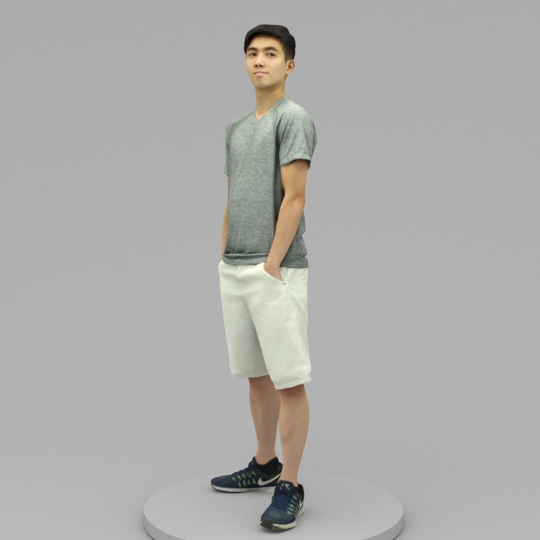 A Young Man Posing with Hands in Pockets 3D model_1