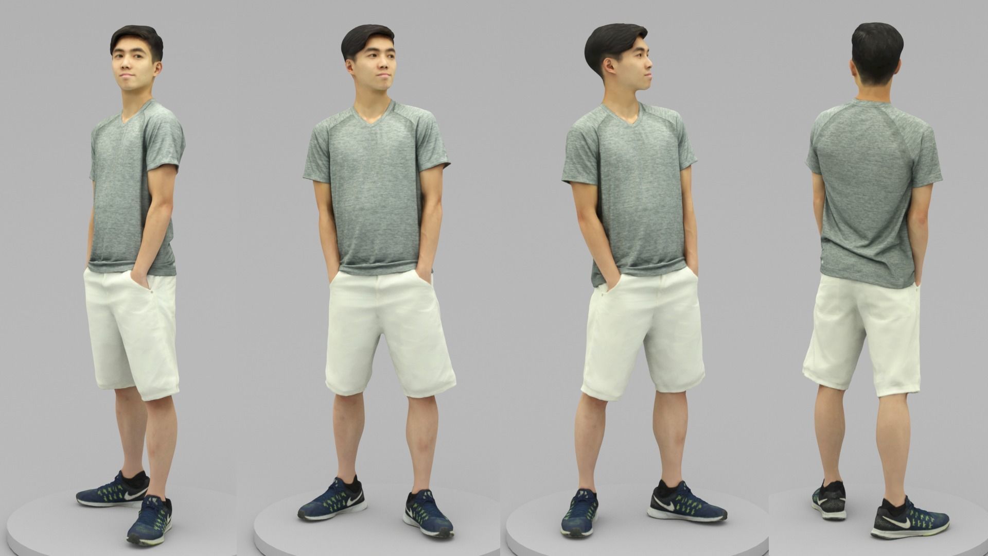 A Young Man Posing with Hands in Pockets 3D model_4