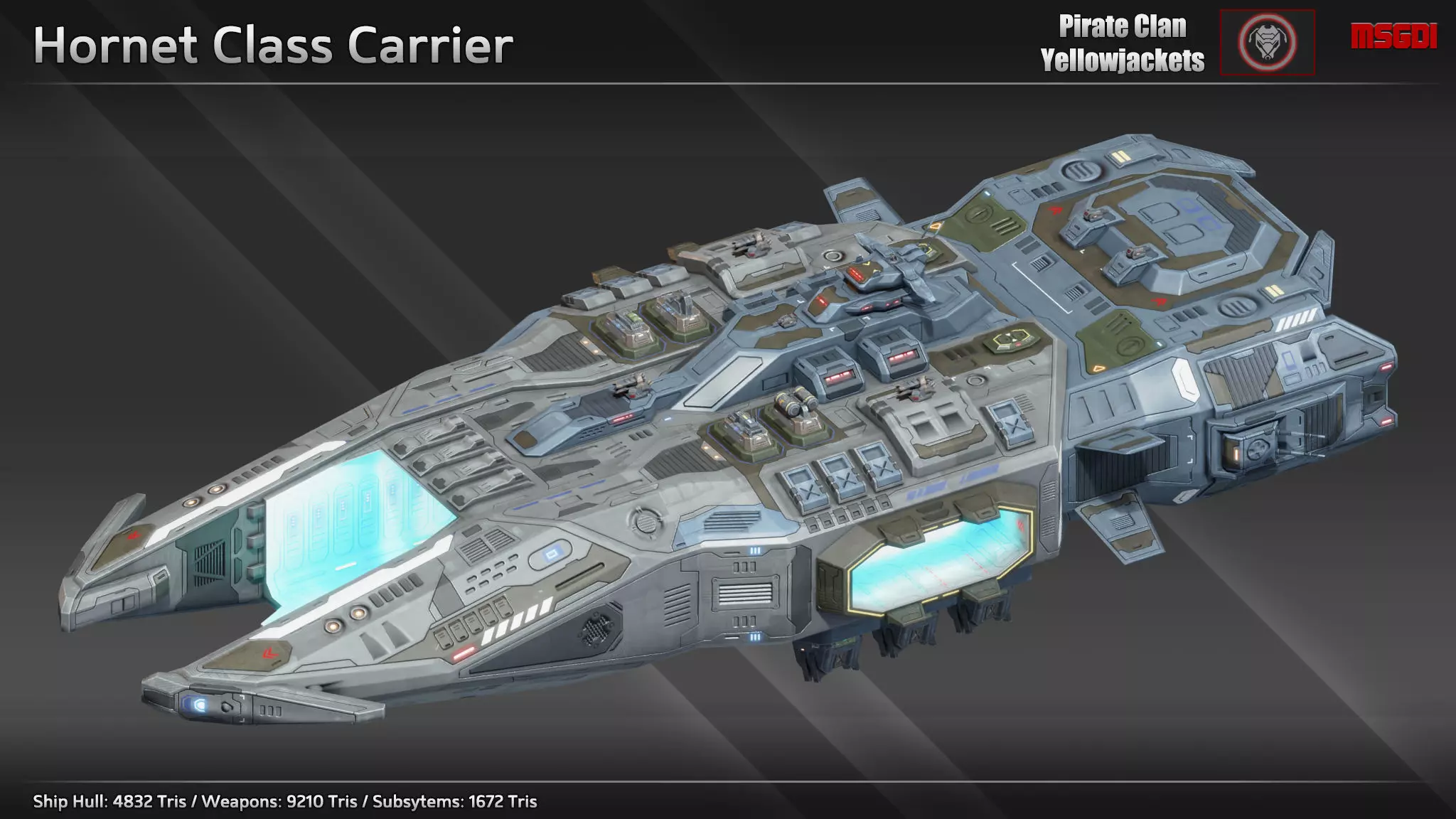 Spaceship Hornet Carrier Low-poly 3D model_0