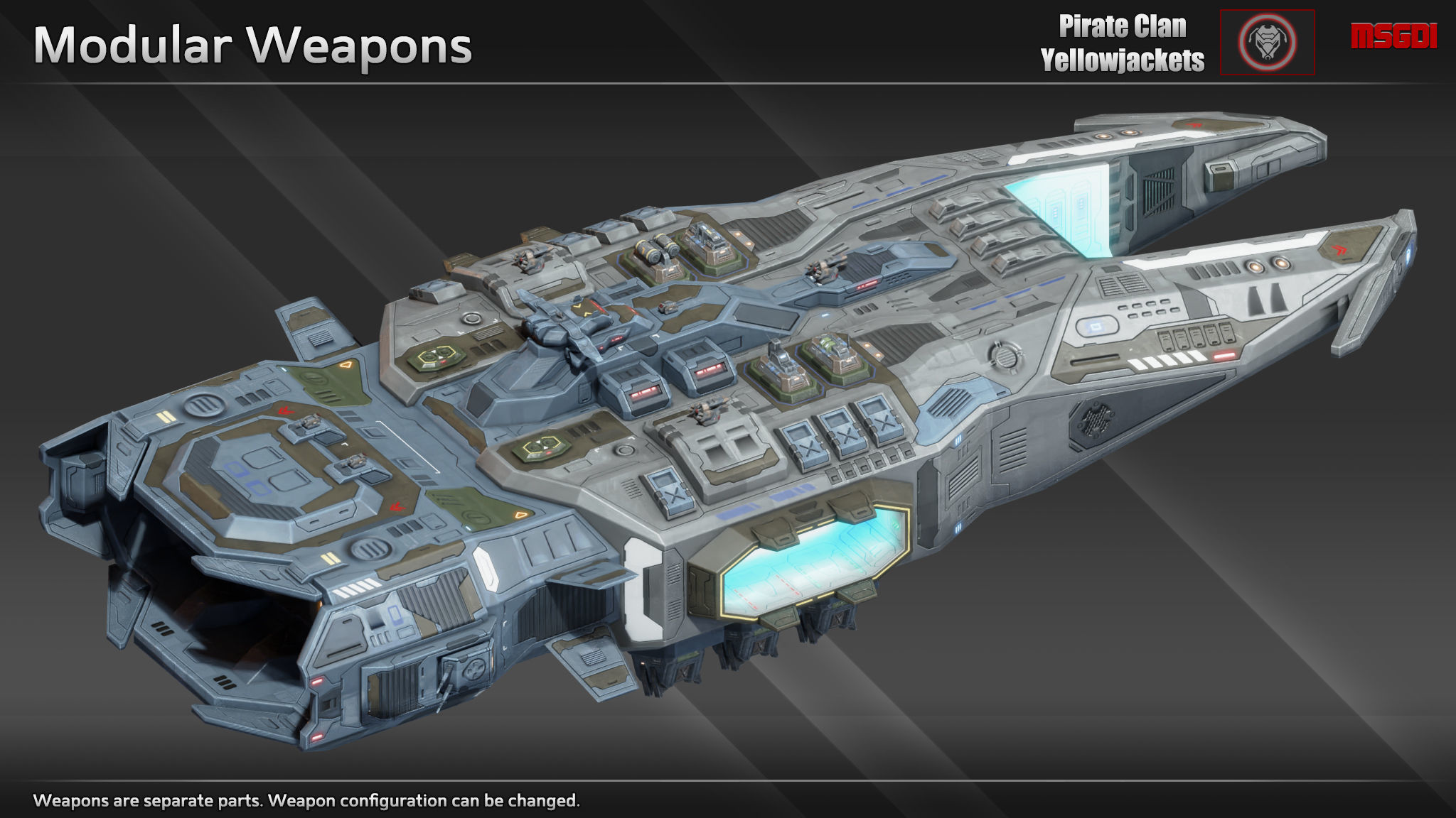 Spaceship Hornet Carrier Low-poly 3D model_5