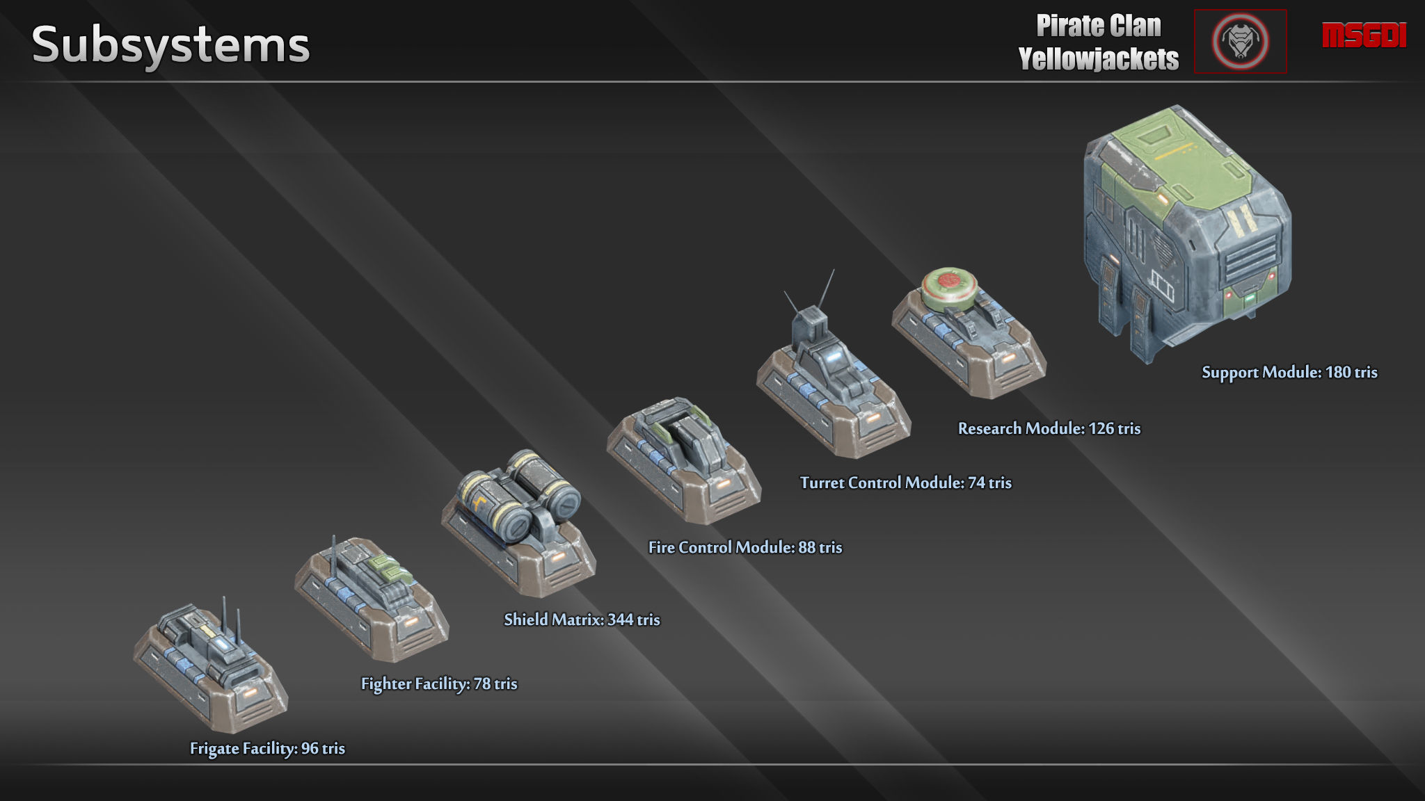 Spaceship Hornet Carrier Low-poly 3D model_4