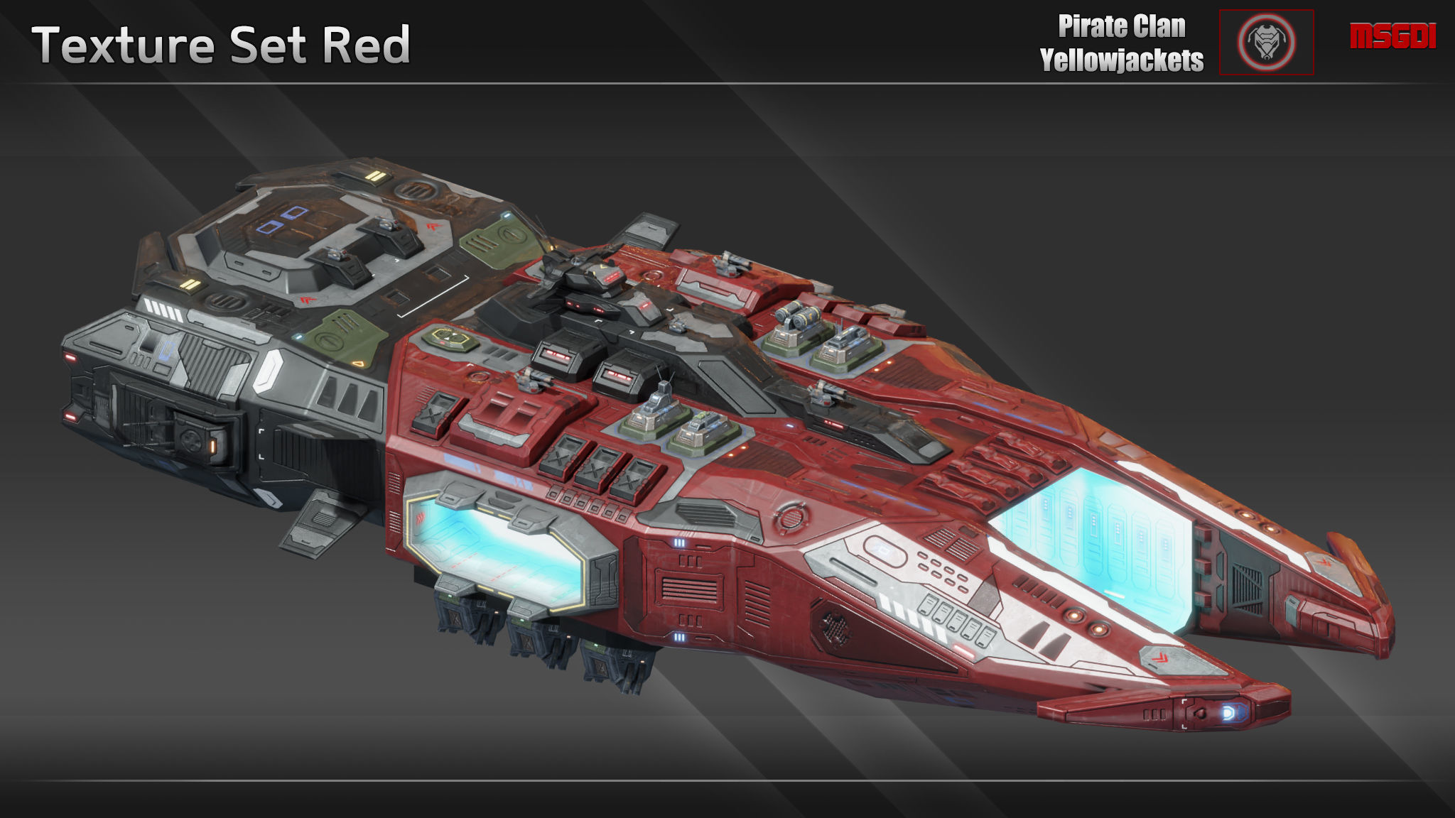 Spaceship Hornet Carrier Low-poly 3D model_9