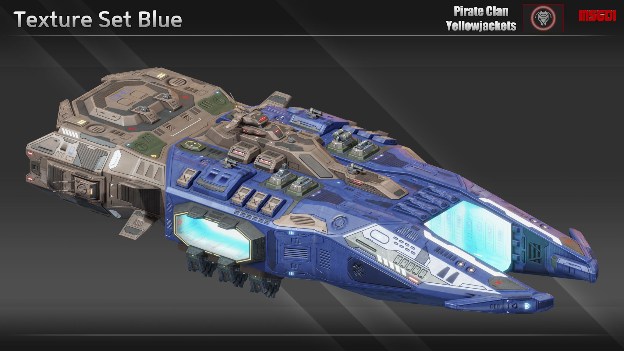 Spaceship Hornet Carrier Low-poly 3D model_7