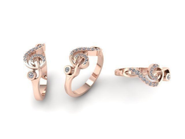 Treble clef ring 3D print model