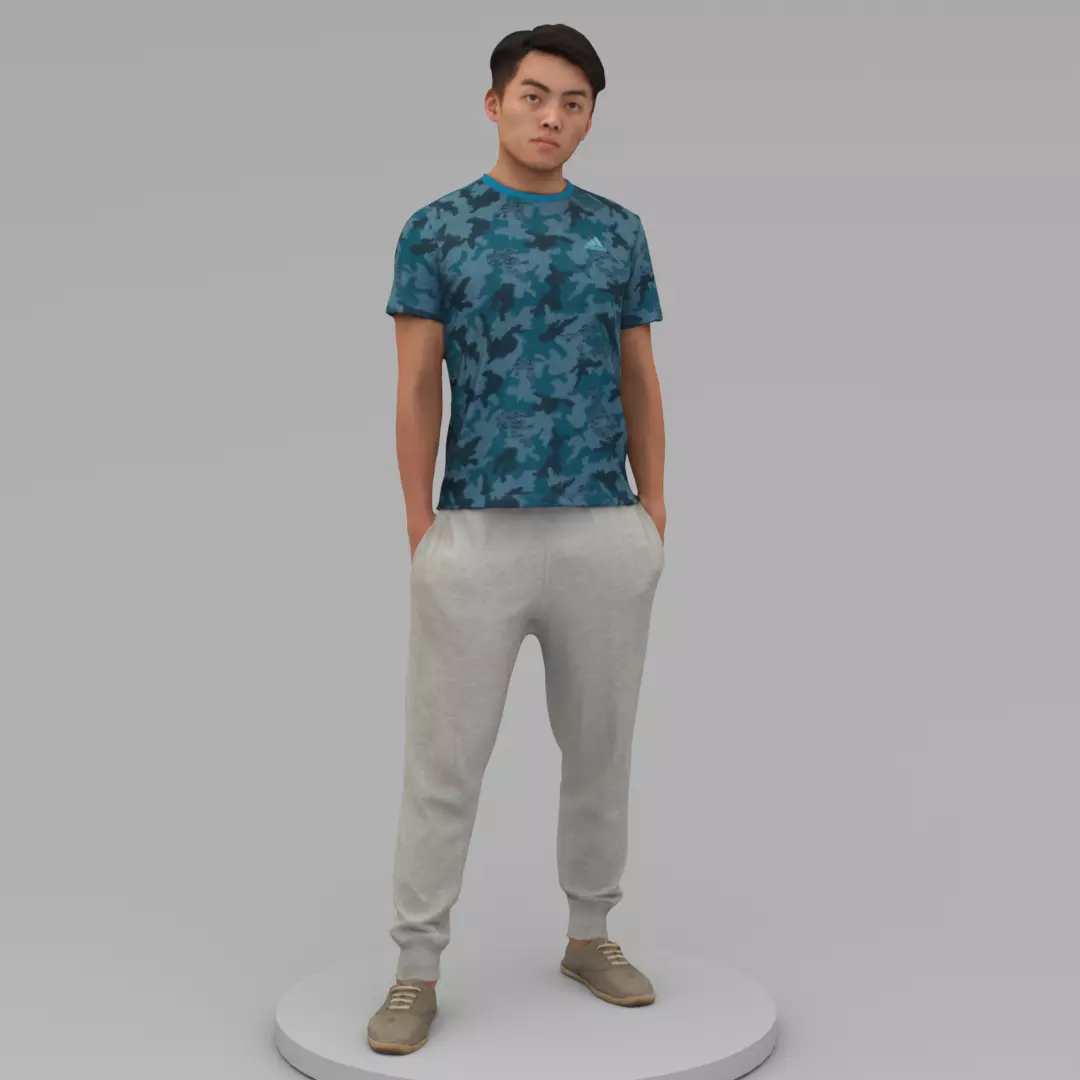 A Strong Man Posing with Hands in Pockets 3D model_0
