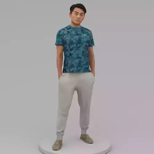 A Strong Man Posing with Hands in Pockets 3D model