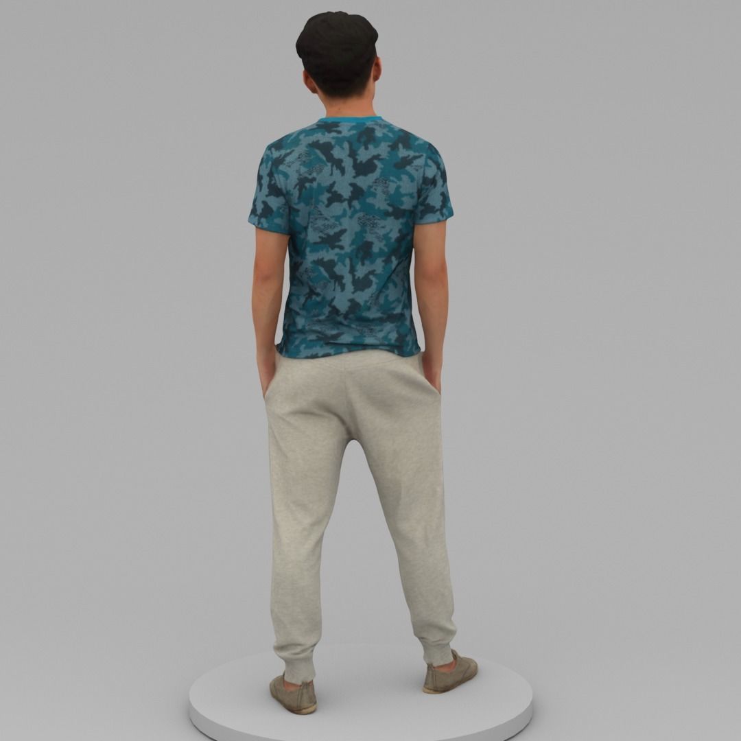 A Strong Man Posing with Hands in Pockets 3D model_3