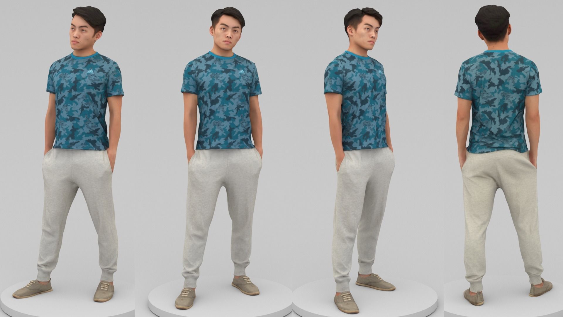 A Strong Man Posing with Hands in Pockets 3D model_4
