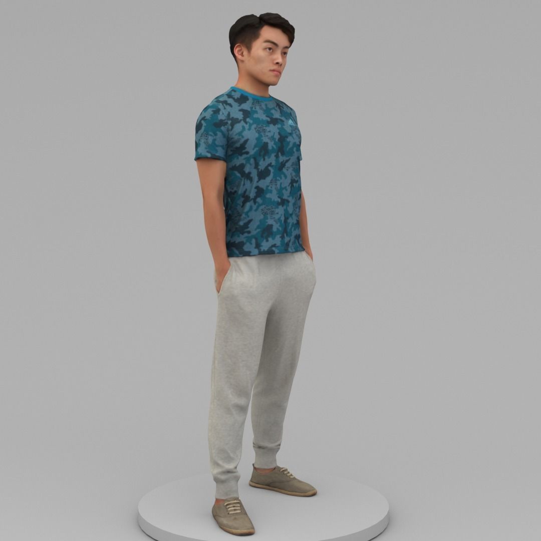 A Strong Man Posing with Hands in Pockets 3D model_2