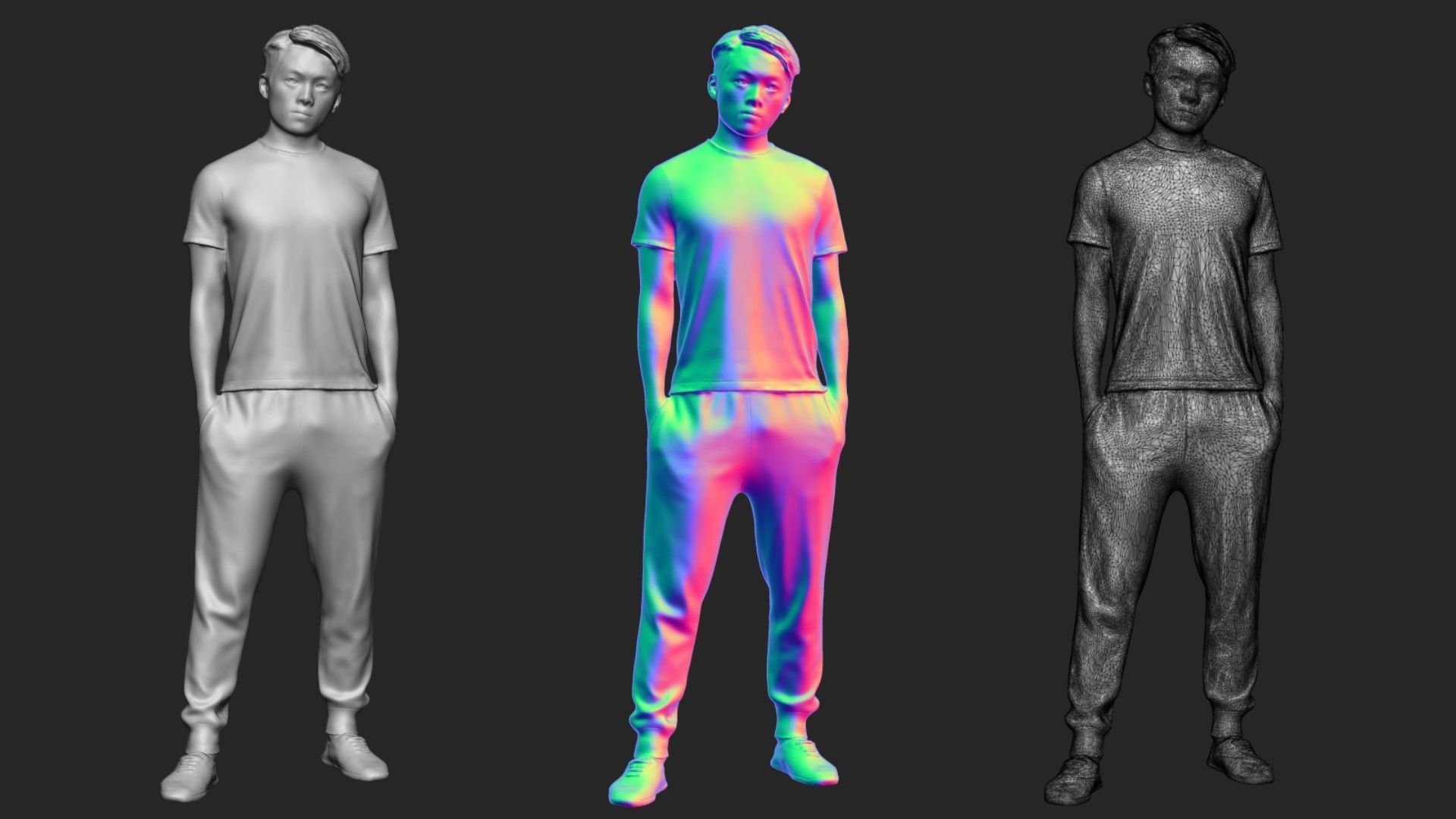 A Strong Man Posing with Hands in Pockets 3D model_6