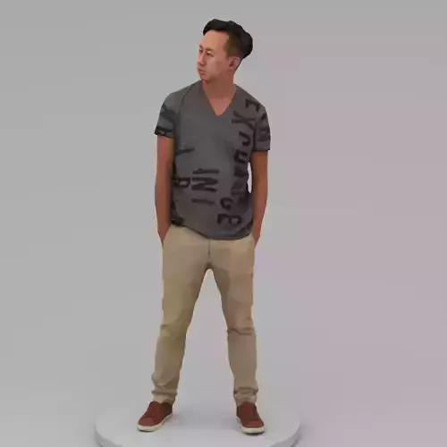 A Middle-aged Man Posing with Hands in Pockets 3D model