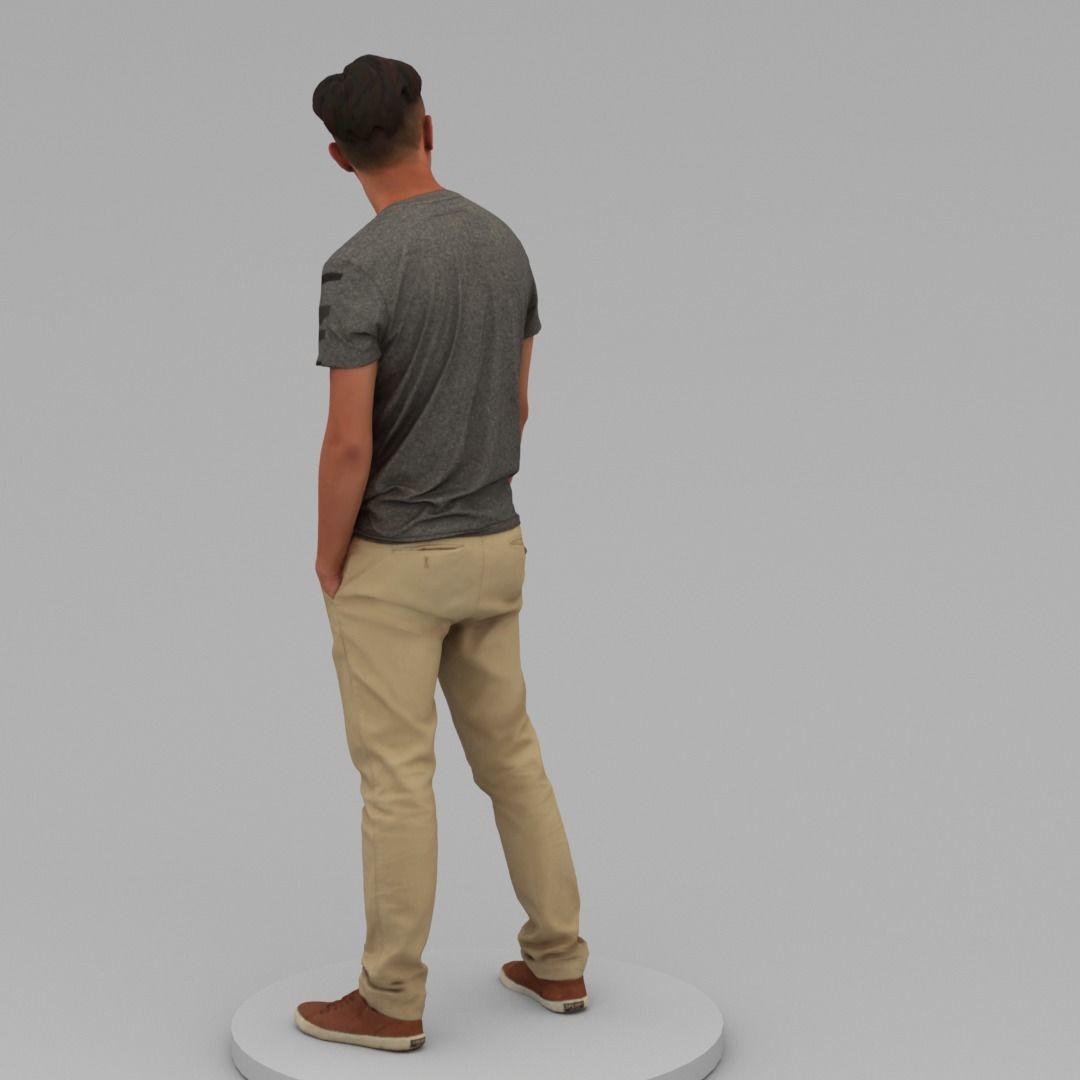 A Middle-aged Man Posing with Hands in Pockets 3D model_3