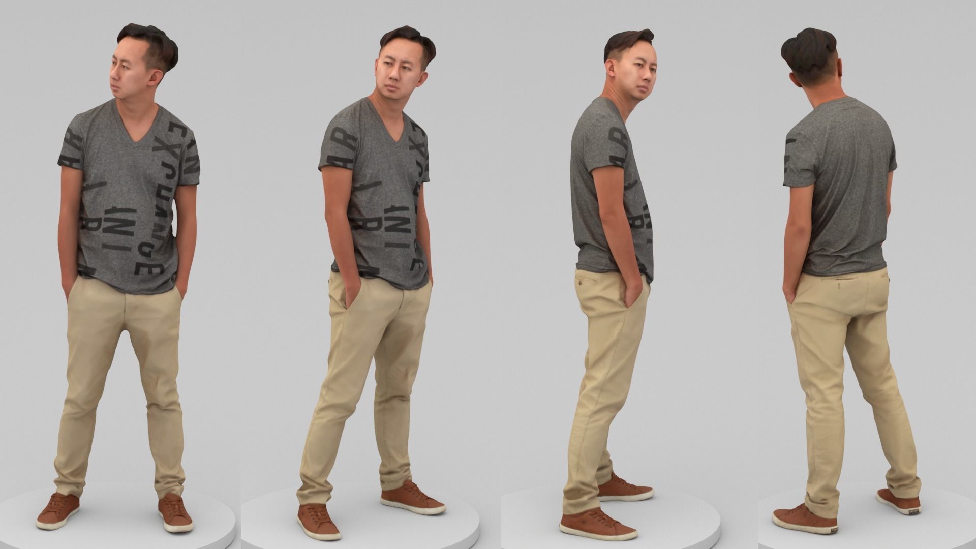 A Middle-aged Man Posing with Hands in Pockets 3D model_4