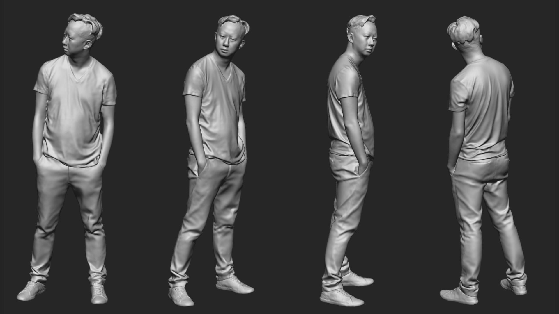 A Middle-aged Man Posing with Hands in Pockets 3D model_5