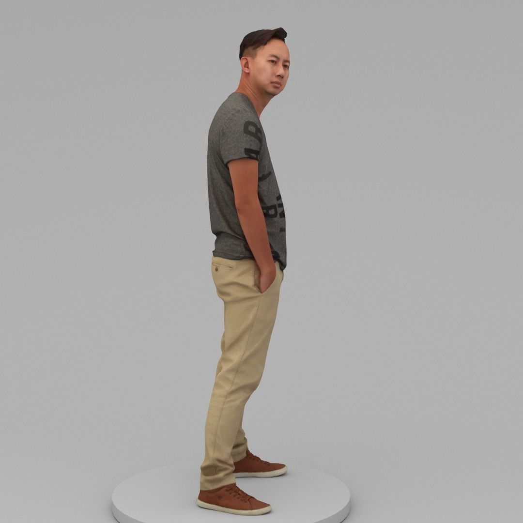 A Middle-aged Man Posing with Hands in Pockets 3D model_2