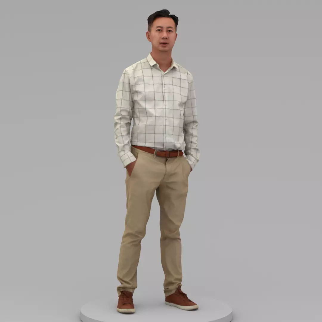 A Middle-aged Man Posing with Hands in Pockets II 3D model_0