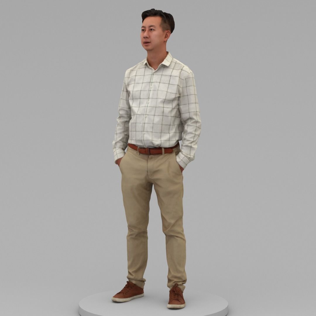 A Middle-aged Man Posing with Hands in Pockets II 3D model_1