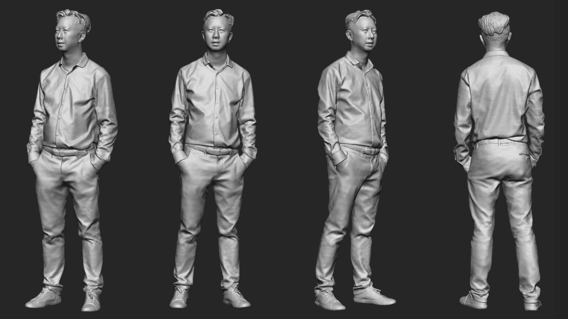 A Middle-aged Man Posing with Hands in Pockets II 3D model_5
