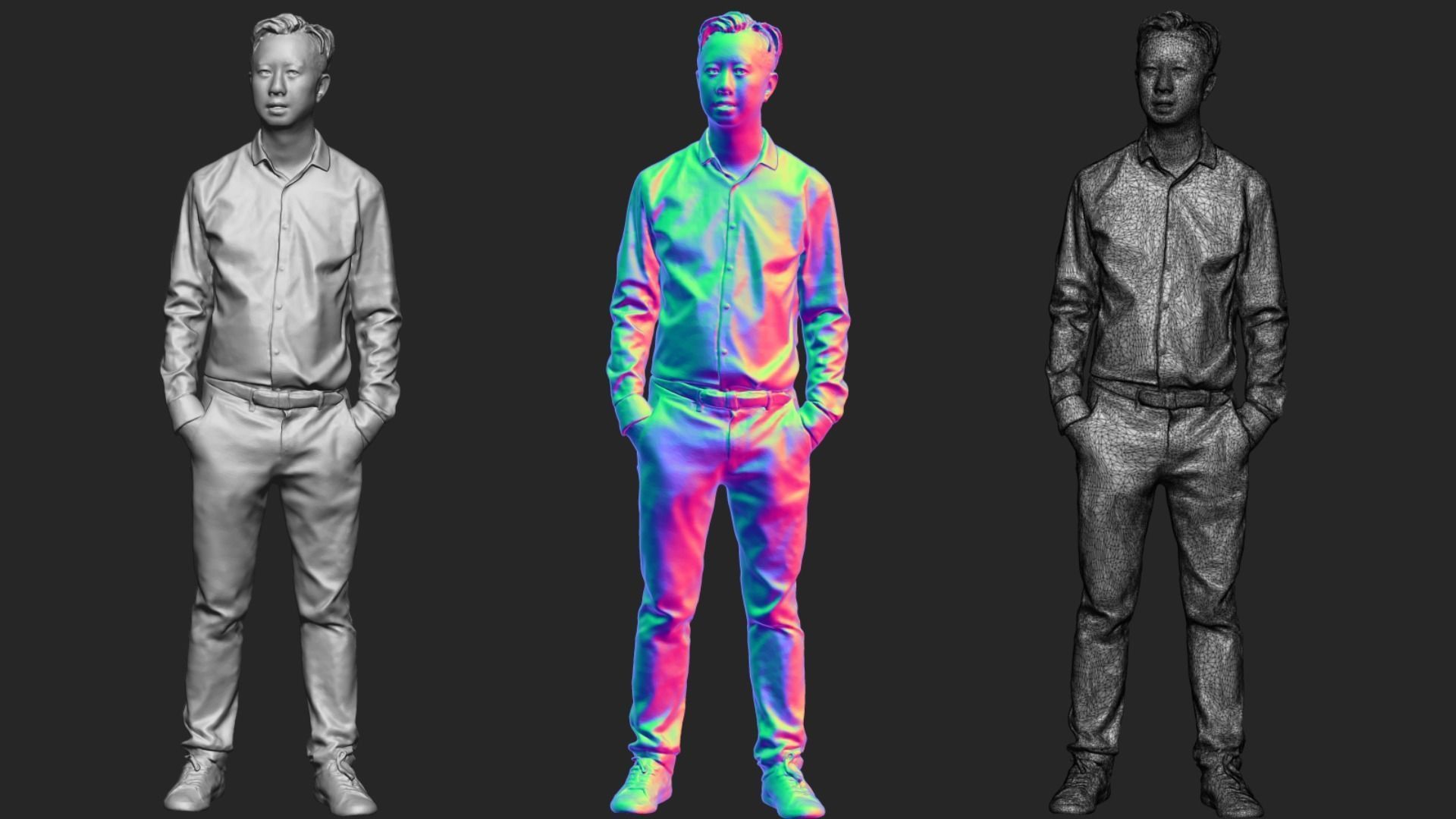 A Middle-aged Man Posing with Hands in Pockets II 3D model_6