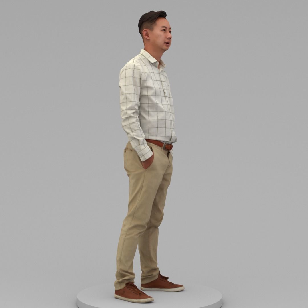 A Middle-aged Man Posing with Hands in Pockets II 3D model_2