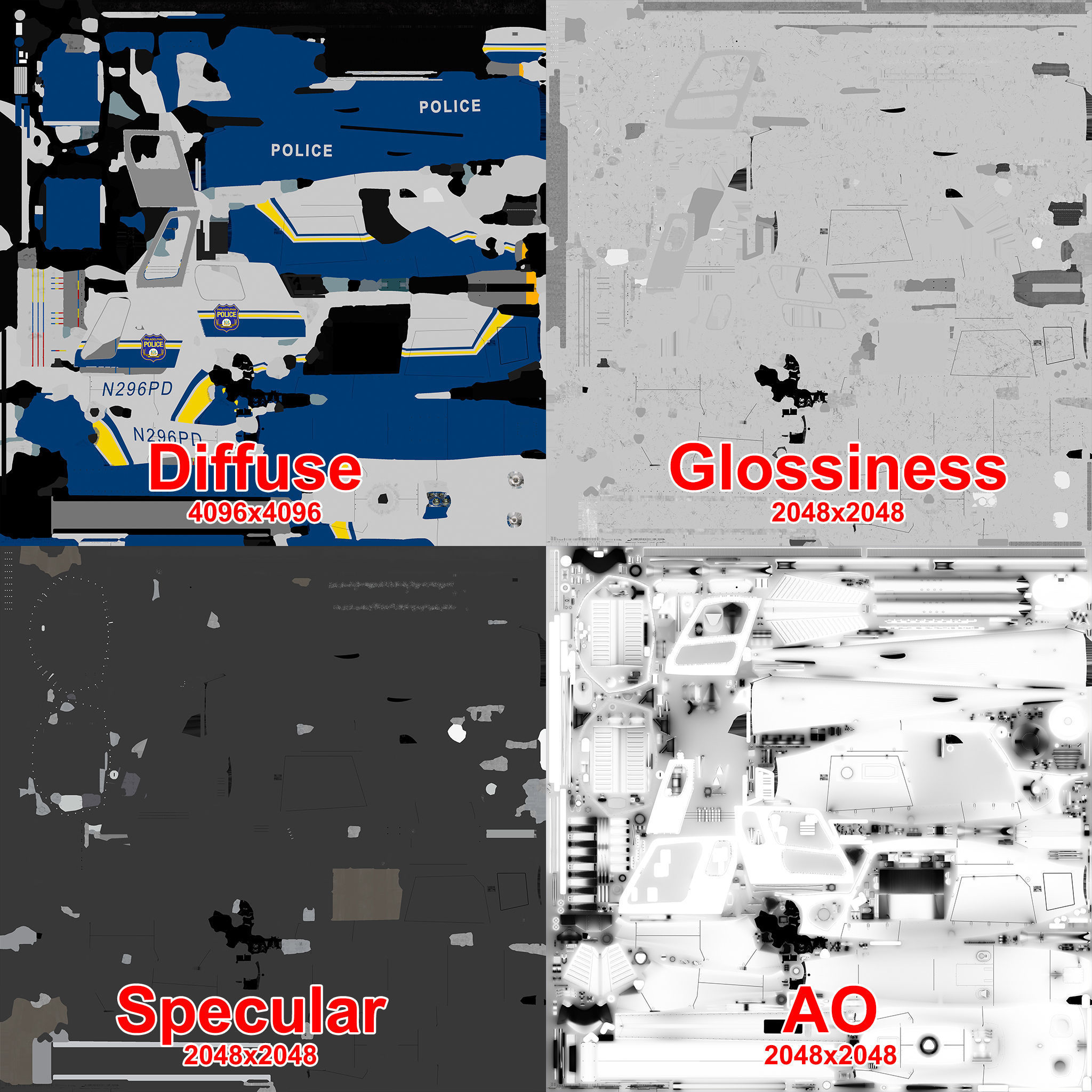 AS-350 Philadelphia Police Low-poly 3D model_15