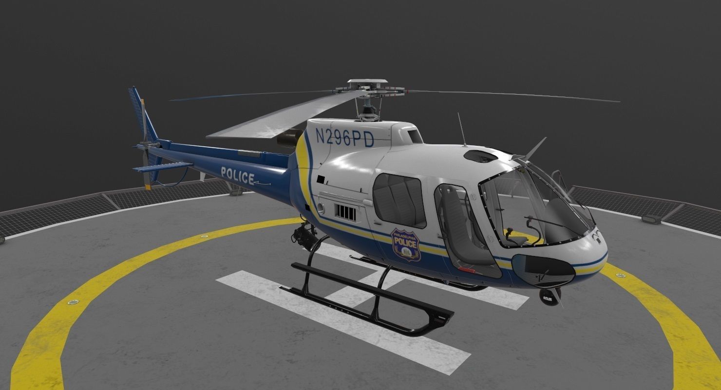 AS-350 Philadelphia Police Low-poly 3D model_2