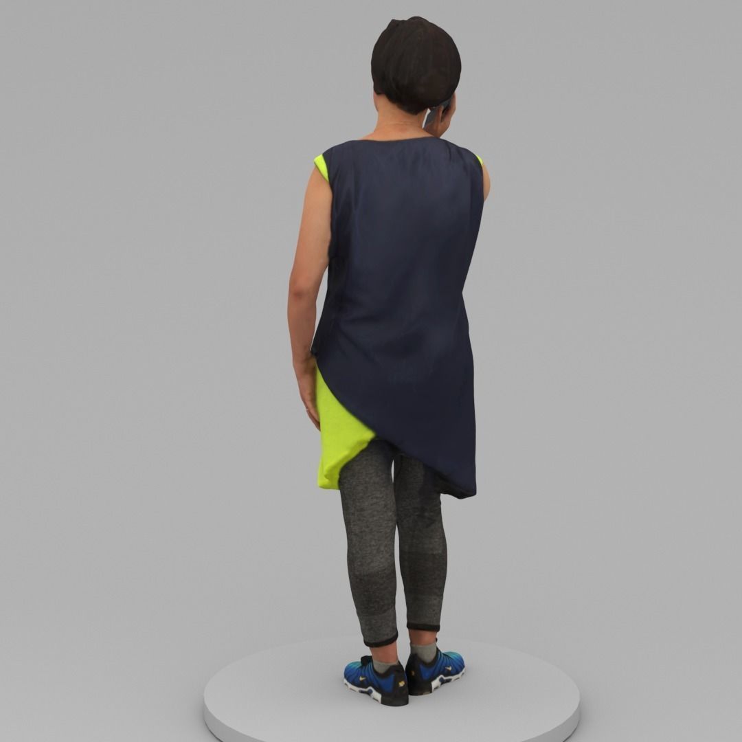 A Middle-age Woman Talks with cellphone 3D model_3