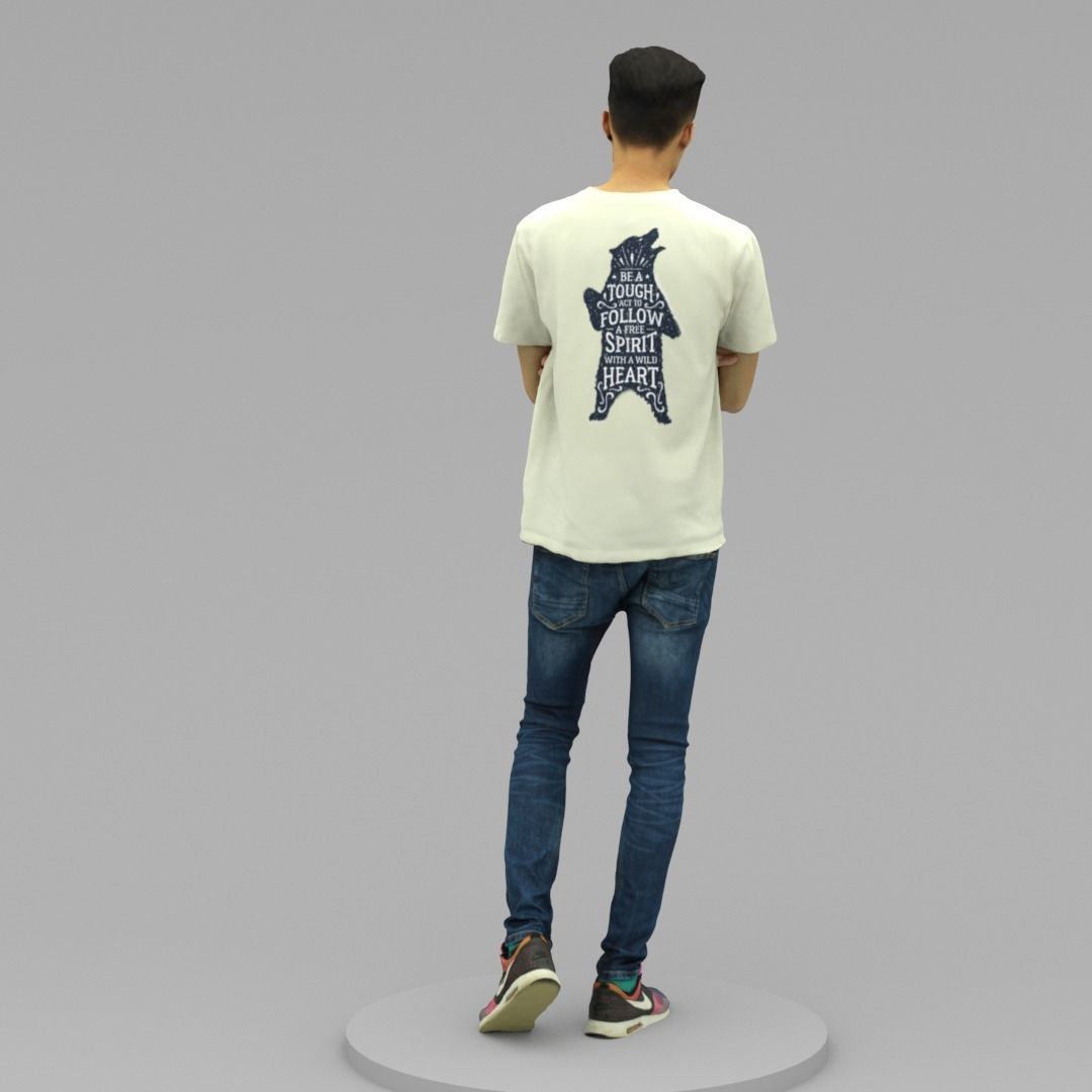 A Handsome Young Man with Arms Crossed 3D model_3