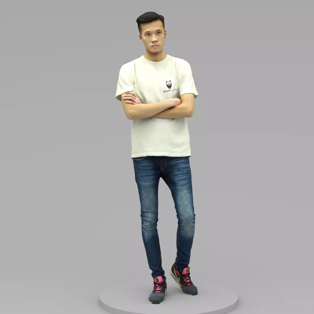 A Handsome Young Man with Arms Crossed 3D model_0