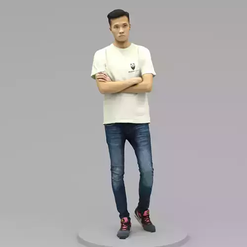 A Handsome Young Man with Arms Crossed  3D model